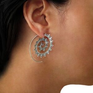 Boho Silver Spiral Earrings A1056
